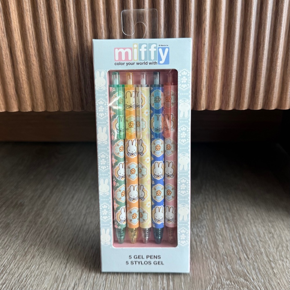 Miffy Gel Pen Set 5 Pack Multicolor Retractable Bunny Stationery MY230 New